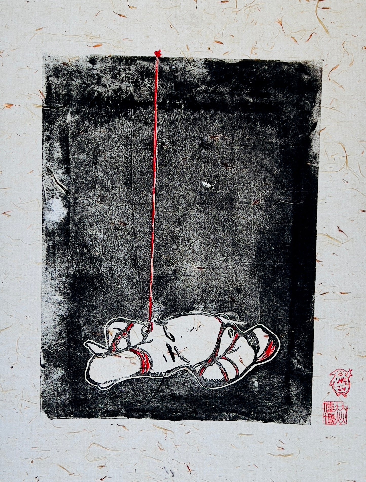 Wilbur Hurley - ‘Bamboo’ - Linoleum Press on Chinese Scroll