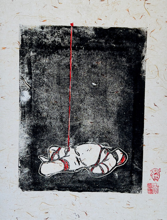 Wilbur Hurley - ‘Bamboo’ - Linoleum Press on Chinese Scroll