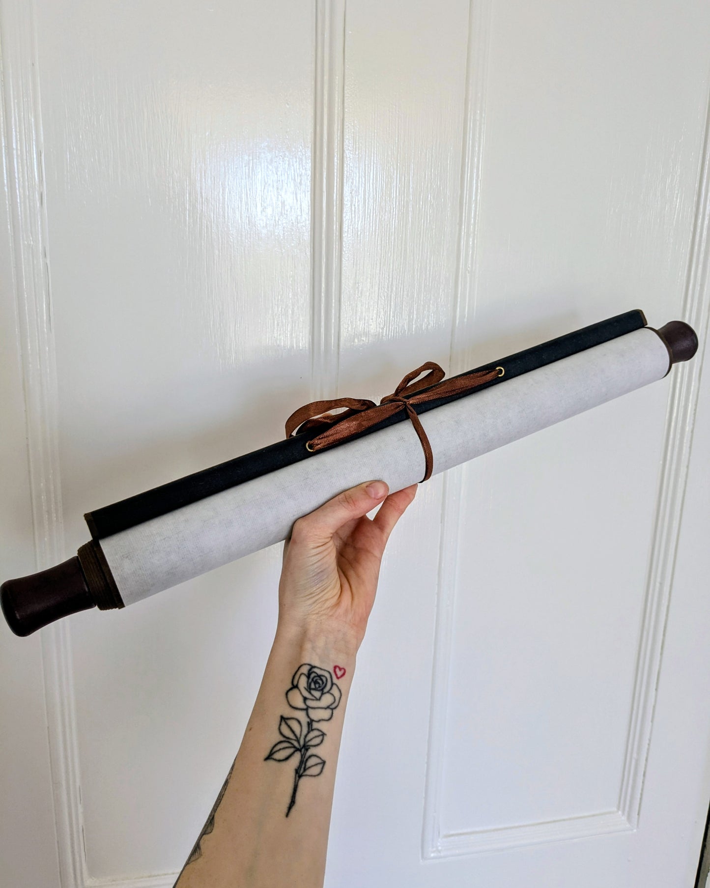 Wilbur Hurley - ‘Orchid’ - Linoleum Press on Chinese Scroll