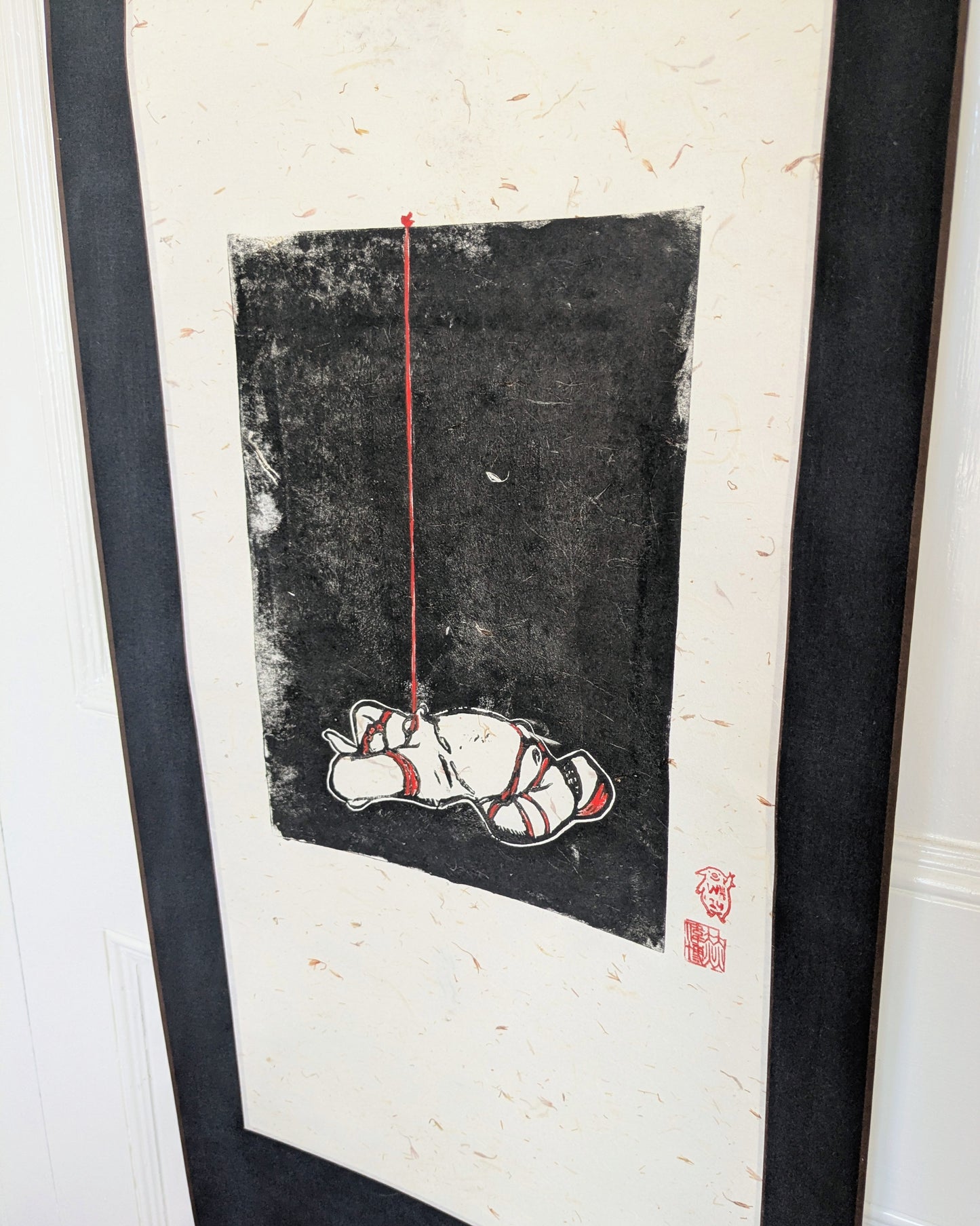 Wilbur Hurley - ‘Bamboo’ - Linoleum Press on Chinese Scroll