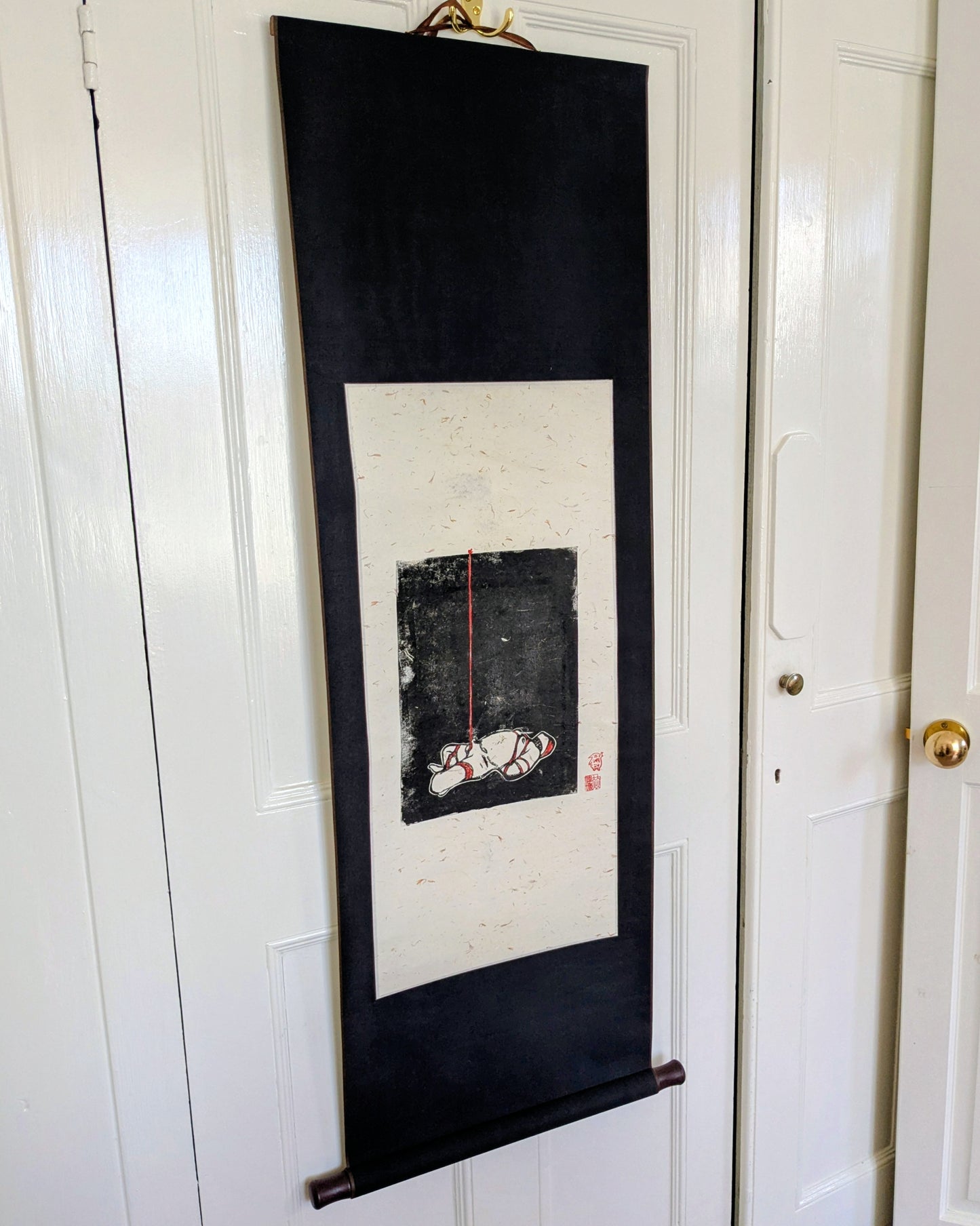 Wilbur Hurley - ‘Bamboo’ - Linoleum Press on Chinese Scroll