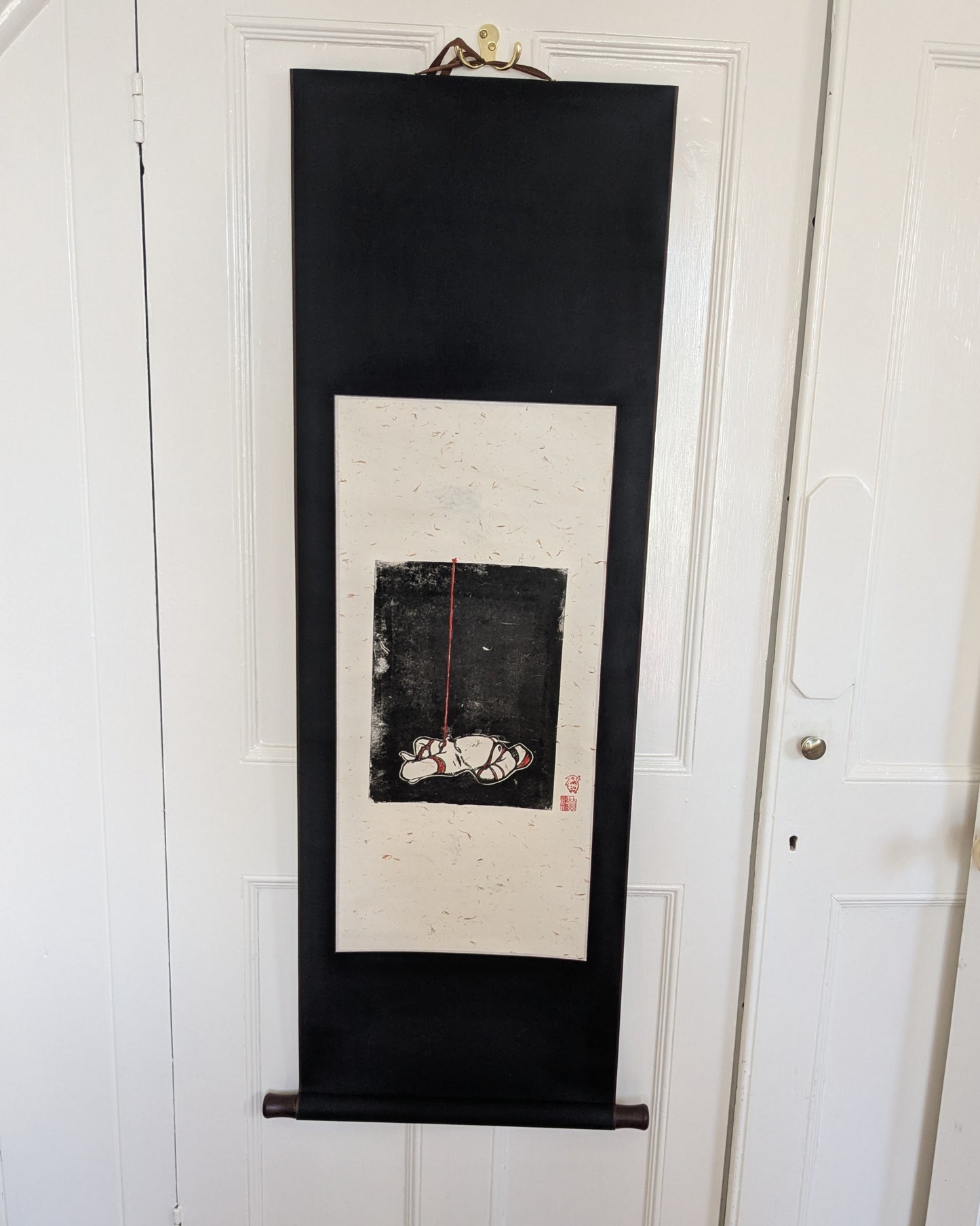 Wilbur Hurley - ‘Bamboo’ - Linoleum Press on Chinese Scroll