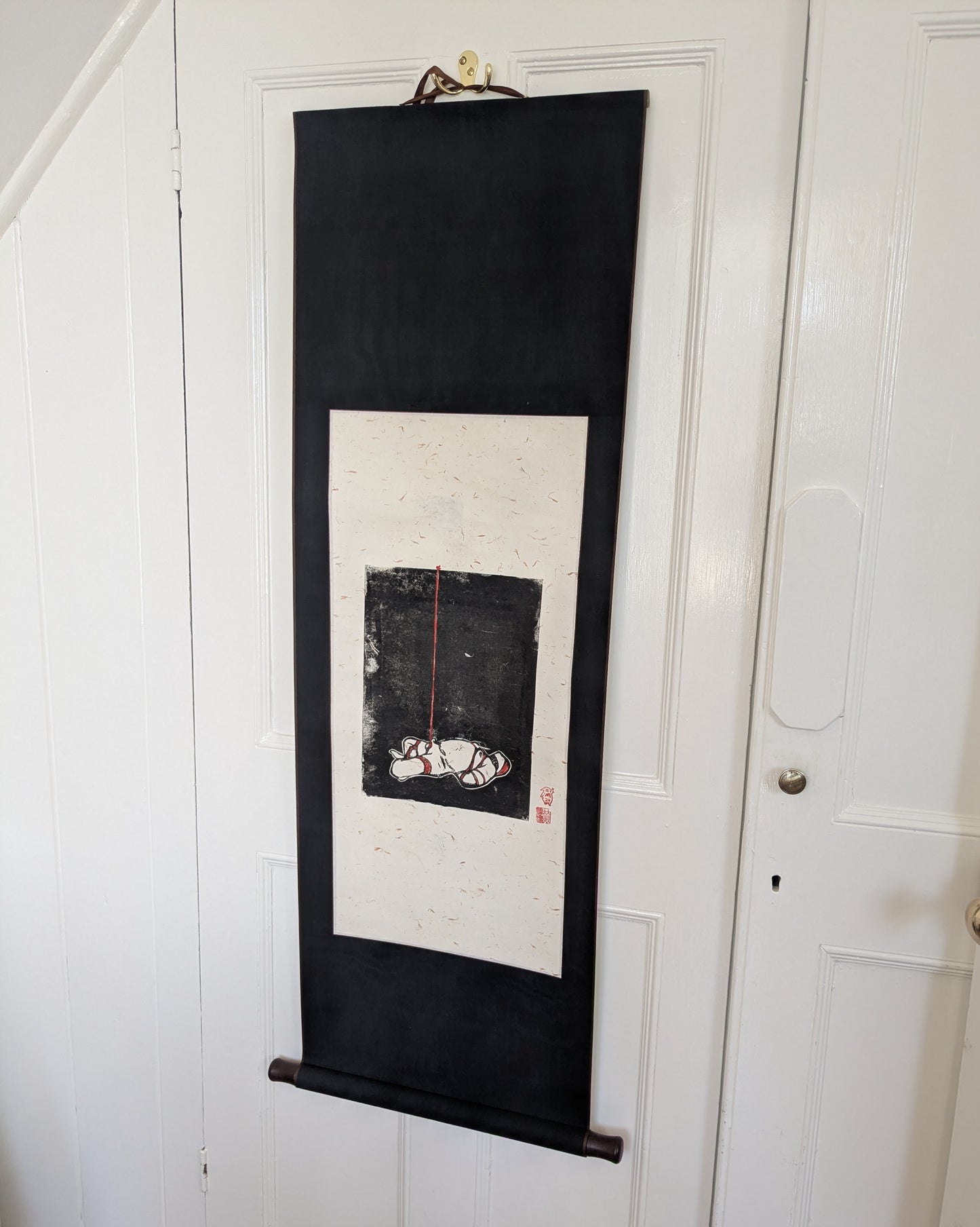 Wilbur Hurley - ‘Bamboo’ - Linoleum Press on Chinese Scroll