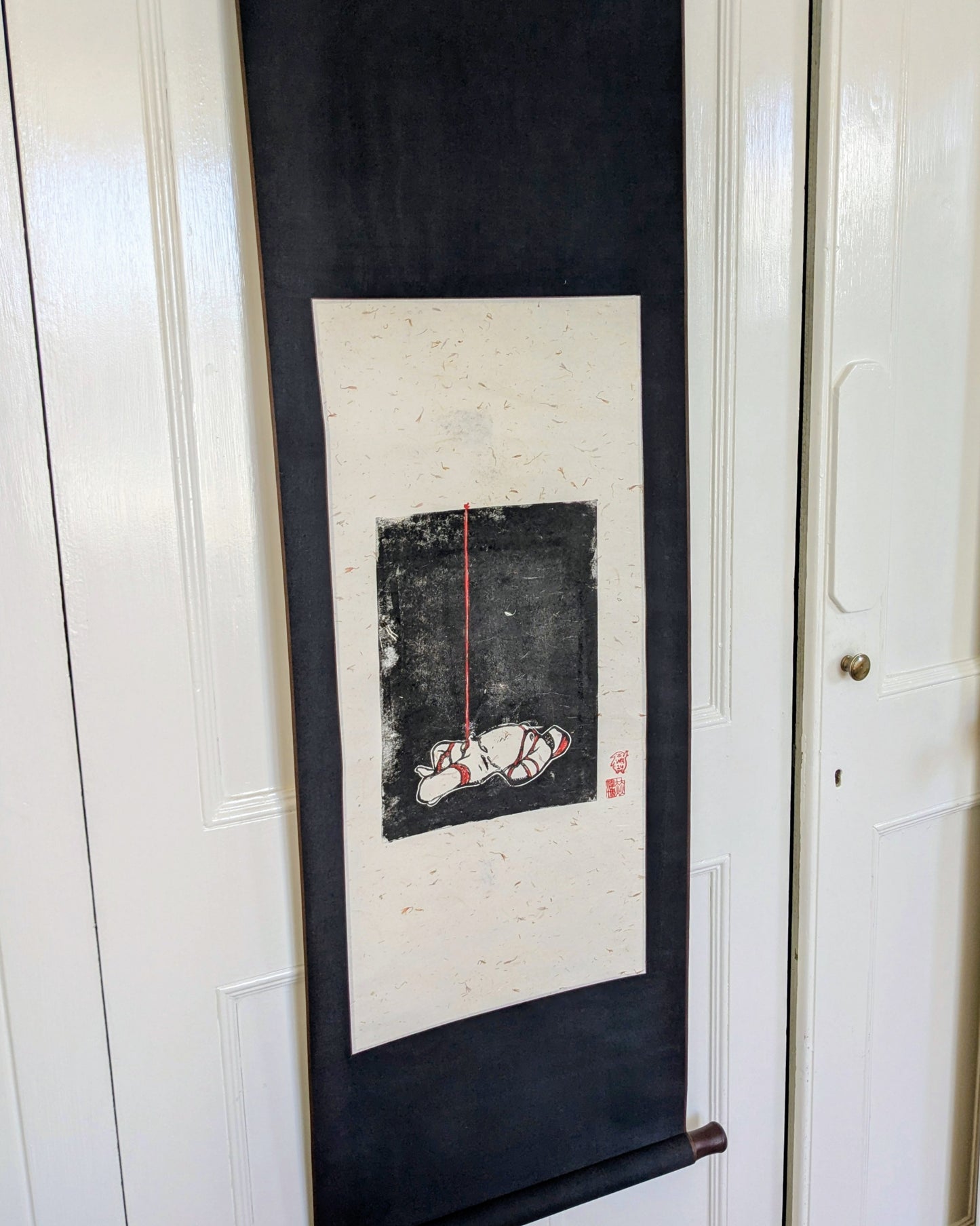 Wilbur Hurley - ‘Bamboo’ - Linoleum Press on Chinese Scroll